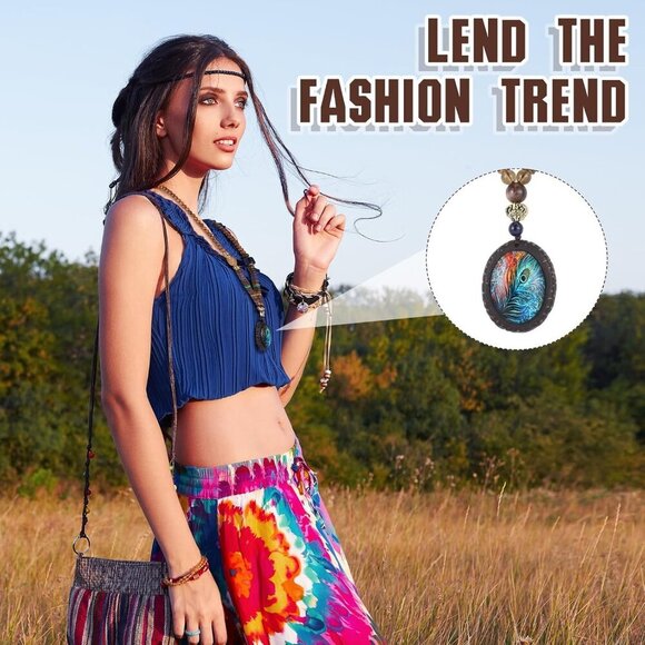 6 Pcs Boho Long Necklaces for Women Vintage Wooden Necklace Handmade Retro Nepal - Picture 6 of 6
